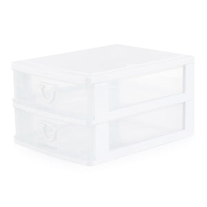 Gracious Living Deluxe 2 Drawer Storage Desktop and Countertop Organizer, White