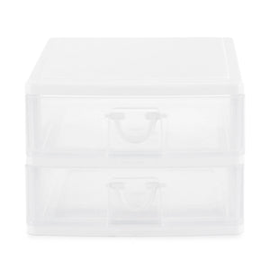 Gracious Living Deluxe 2 Drawer Storage Desktop and Countertop Organizer, White