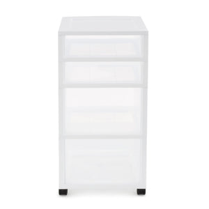 Gracious Living Resin Clear 4 Drawer Storage Chest System with Casters, White