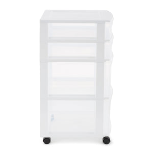 Gracious Living Resin Clear 4 Drawer Storage Chest System with Casters, White