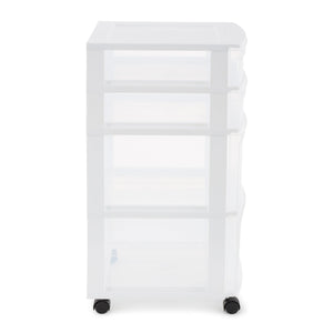 Gracious Living Resin Clear 4 Drawer Storage Chest System with Casters, White