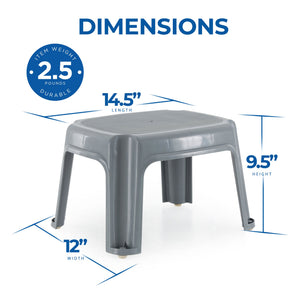 Gracious Living 9.5-Inch Plastic 1 Step Portable Home & Kitchen Stool, Gray