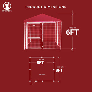 Lucky Dog STAY Series 8 x 8 x 6 Foot Roofed Steel Frame Executive Dog Kennel - TRAPSKI