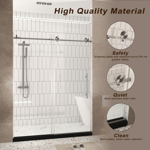 Frameless Shower Door, Smooth Sliding Tracks