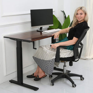 SDADI Adjustable Height Steel Frame Standing Desk, Crank Adjust, Black/Teak - TRAPSKI