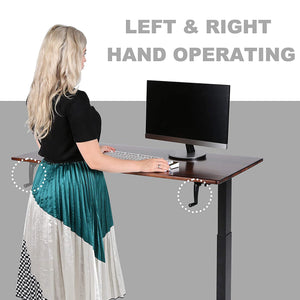 SDADI Adjustable Height Steel Frame Standing Desk, Crank Adjust, Black/Teak - TRAPSKI