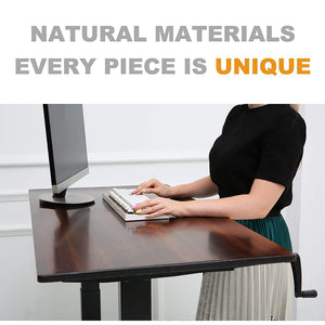 SDADI Adjustable Height Steel Frame Standing Desk, Crank Adjust, Black/Teak - TRAPSKI