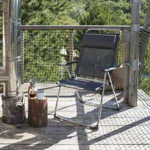 Lafuma Alu Cham XL Adjustable Folding Camping Patio Camp Mesh Sling Chair, Ciel