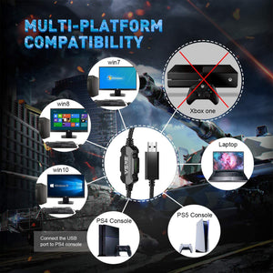 EKSA RGB Plug In USB Gaming Headset for PC, PS4, and PS5 with Microphone, Red