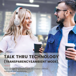 SuperEQ S1 Hybrid Headphones with Bluetooth, Transparency, and ANC Mode, White