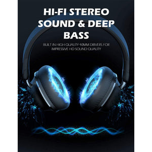 SuperEQ S2 Bluetooth Wired or Wireless Active Noise Canceling Headphones, Black