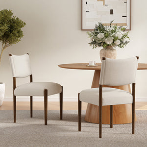 Modern Dining Chair with Thick Seat Cushion and Solid Wood Legs, Set of 2
