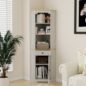 68" Tall Corner Cabinet with Door, Drawer, and Adjustable Shelf