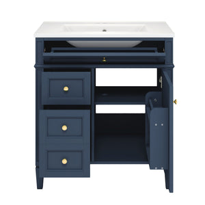 Bathroom Vanity With Medicine Cabinet, Royal Mirror Cabinet, Modern Bathroom Storage Cabinet With 2 Soft Closing Doors And 4 Drawers