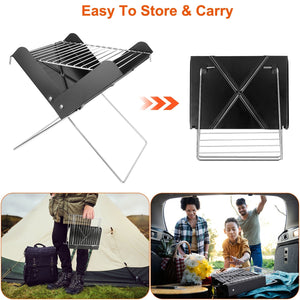 Foldable BBQ Grill Charcoal Barbecue Portable X Grill Tabletop Outdoor Smoker BBQ for Camping Picnic Outdoor Party