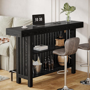 2 Tier Mini Bar Table For Kitchen - Black