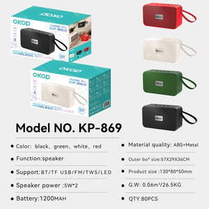 KP-869 Best-selling Wireless Bluetooth Speaker Portable Handle Long Battery Life Minimalist Design Factory Stock Available