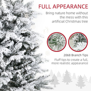 9 Foot Pine Snow Flocked Artificial Christmas Tree with Realistic Branches - White