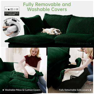 Slipcovered Long Sofa - 4 Seater Living Room Couch