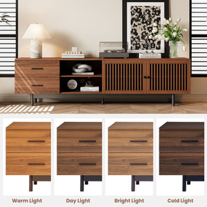 78" TV Stand For TVs Up To 85" Entertainment Center With Deep Drawers & Cable Management, Soft Closing Hinges - Walnut