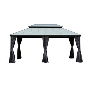12'x18' Hardtop Gazebo with Resin Roof, Curtains, and Mosquito Netting