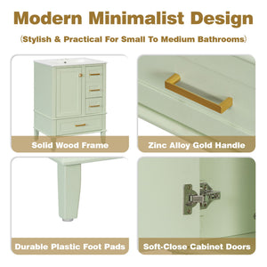 Bathroom Vanity, Modern Bathroom Cabinet With Sink Combo Set, Bathroom Storage Cabinet With A Soft Closing Door And 3 Drawers, Solid Wood Frame
