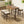 Outdoor Acacia Wood Bar Height Table and Eight Stools with Cushions