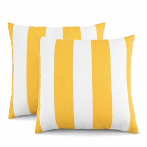 6 Pack Outdoor/Indoor Throw Pillows with Inserts - Yellow/White Striped