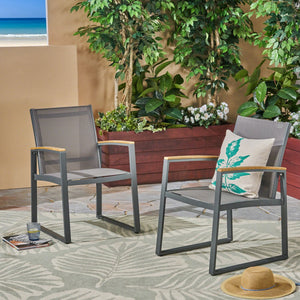 Aresha Metal Outdoor Dining Armchair (Set of 2) - Gray
