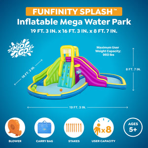 Bestway H2OGO! Funfinity Splash Kids Inflatable Mega Water Park with Air Blower