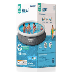 Bestway Fast Set 12'x30" Round Inflatable Outdoor Above Ground Swimming Pool Set