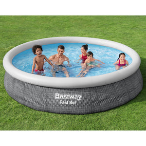 Bestway Fast Set 12'x30" Round Inflatable Outdoor Above Ground Swimming Pool Set