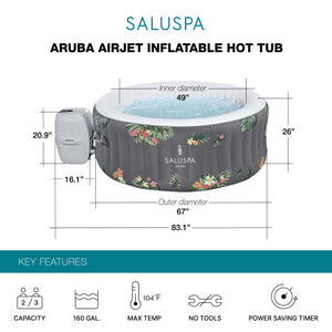 Bestway SaluSpa Aruba AirJet Inflatable Hot Tub with 110 Soothing Jets, Gray