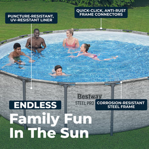 Bestway Steel Pro MAX 18'x48" Round Above Ground Swimming Pool with Pump & Cover