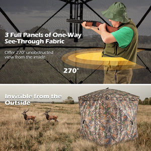 270° See Through Hunting Blind Tent with Silent Magnetic Door