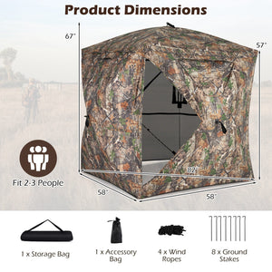 270° See Through Hunting Blind Tent with Silent Magnetic Door