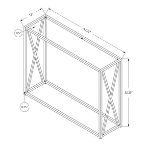 Monarch Specialties 42.25 Inch Modern Glass Top Metal Console Accent Table, Gold