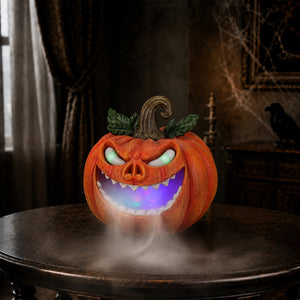 Halloween Pumpkin Monster Mist Sprayer, LED Light Up Fogger Figurine