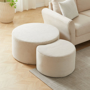 Modern Upholstered Round Coffee Table For Living Room (Set of 2)