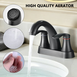 Two Handle 4 Inch Centerset Bathroom Sink Faucet with Pop-Up Drain, Matte