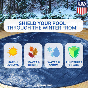 Swimline 21 Foot Round Above Ground Winter Swimming Pool Cover, Blue | PCO824