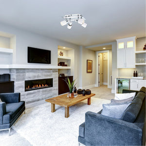 Eglo Davida 9 Inch 4 Light Semi Flush Mount Ceiling Light, Chrome and White