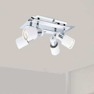 Eglo Davida 9 Inch 4 Light Semi Flush Mount Ceiling Light, Chrome and White