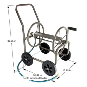 Liberty Garden 890 4 Wheel 200 Foot Lightweight Steel Frame Water Hose Reel Cart