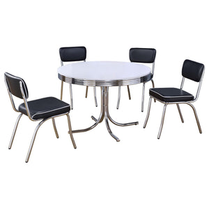 Marla - 5 Piece Dining Set With Round Table And Upholstered Chairs - White