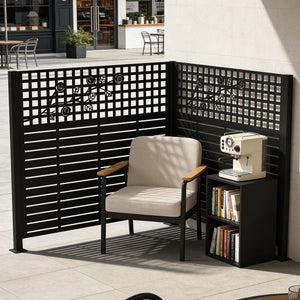 W48" x H47.3" Metal Privacy Screen with Rose Design