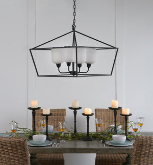 26" Iron Chandelier - Sleek Industrial Style