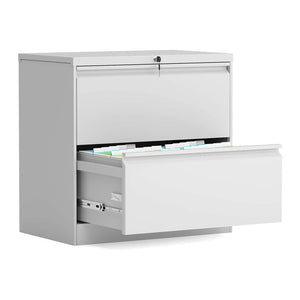 Aobabo 28.25 Inch Locking 2 Drawer Metal Office Storage Filing Cabinet, White