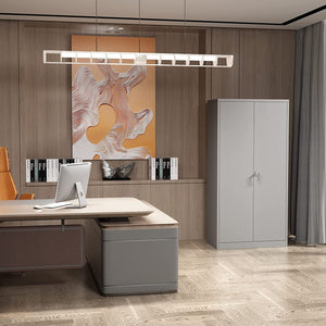 Aobabo 72 Inch Double Door Locking Storage Cabinet with Adjustable Shelves, Gray