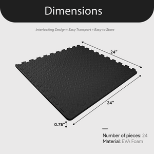 BalanceFrom Fitness 96 Sq Ft Interlocking EVA Foam Exercise Mat Tiles, Black